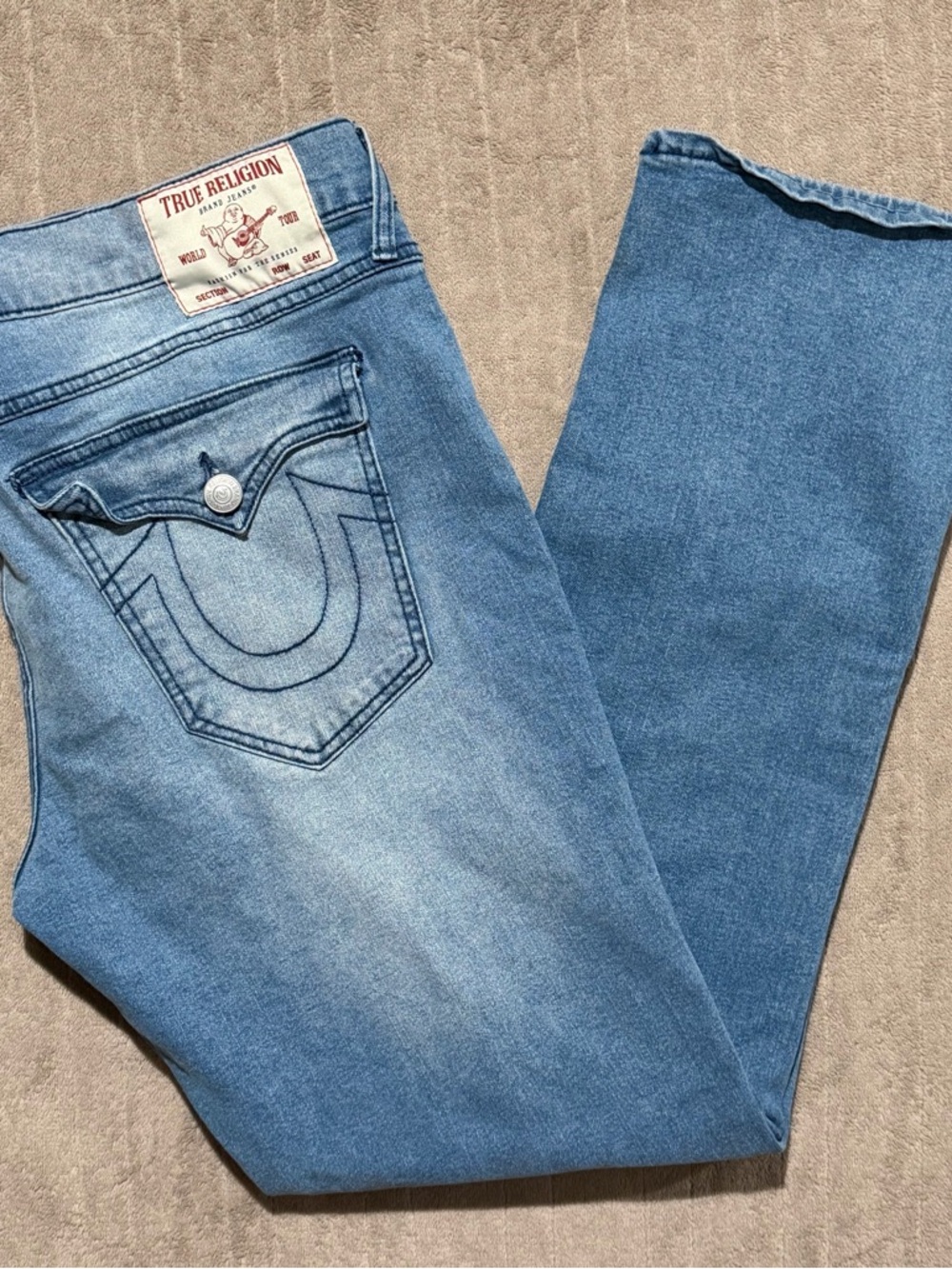 Mens Y2K True Religion Jeans Ricky Relaxed Straight 38x32 Medium Wash Chief Keef